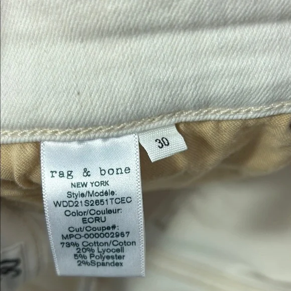 Rag and Bone Cate Off White Ankle Skinny Jeans - Picture 5 of 10